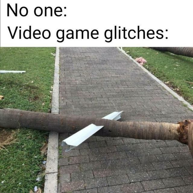 No one: Video game glitches: