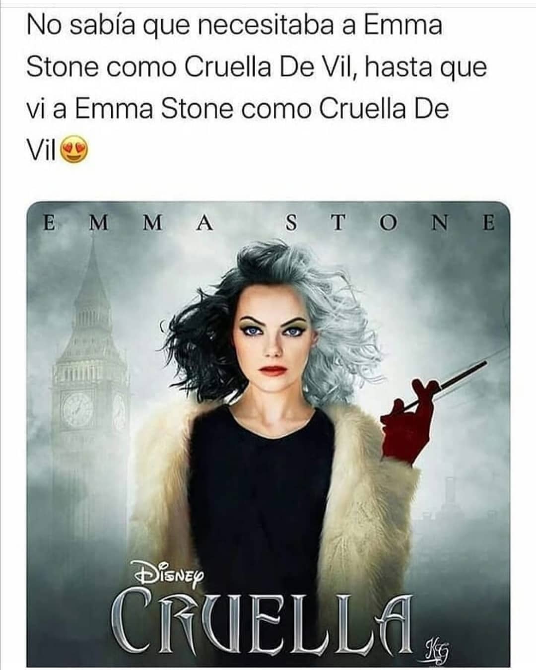 No sabía que necesitaba a Emma Stone como Cruella De Vil, hasta que vi a Emma Stone como Cruella de Vil.