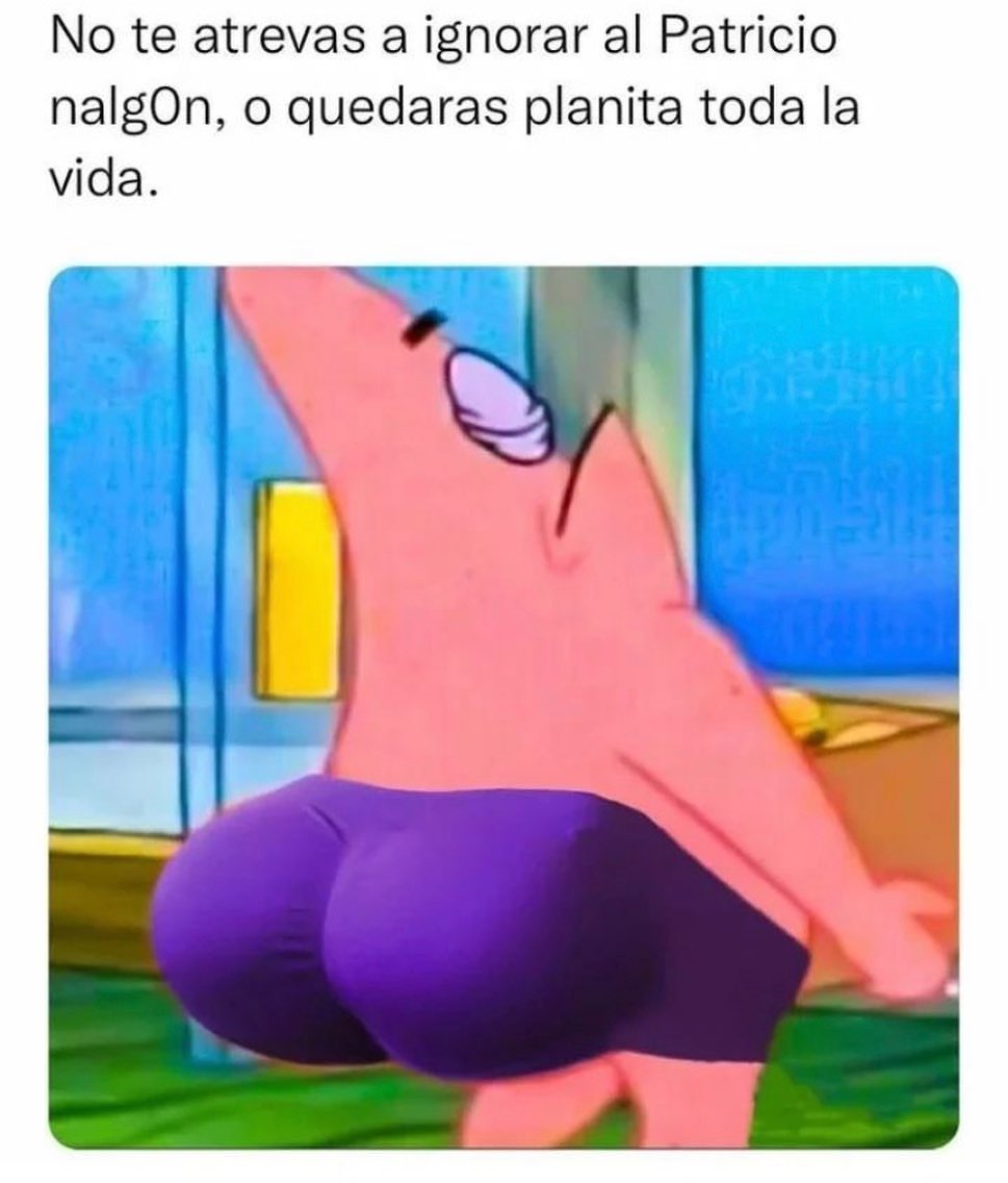 No te atrevas a ignorar al Patricio nalgón, o quedaras planita toda la vida.