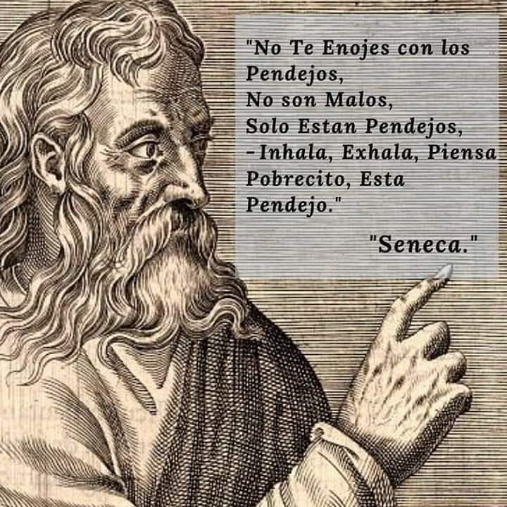 "No te enojes con los pendejos, no son malos, solo están pendejos".  Inhala, exhala, piensa, pobrecito, está pendejo.  "Seneca"