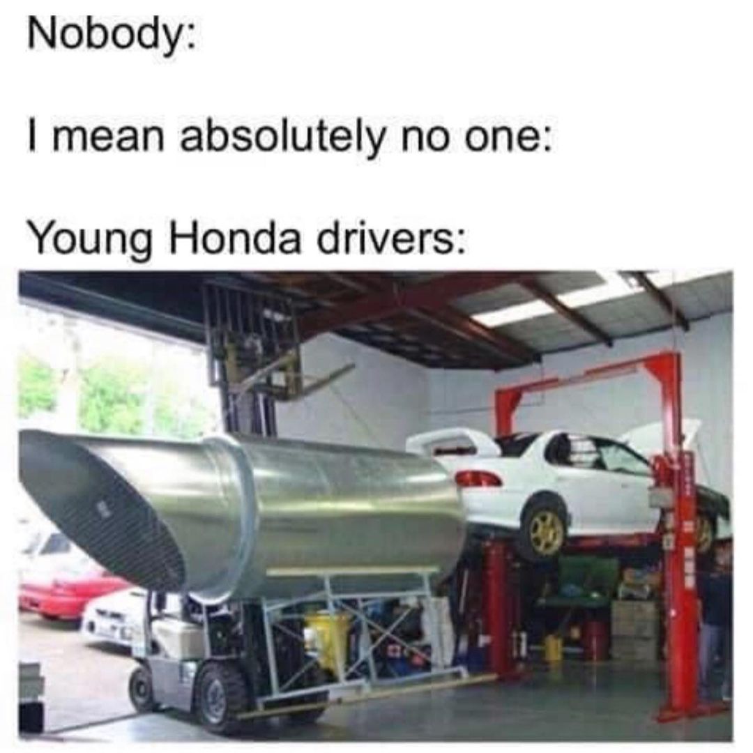 Nobody: I mean absolutely no one: Young Honda drivers: