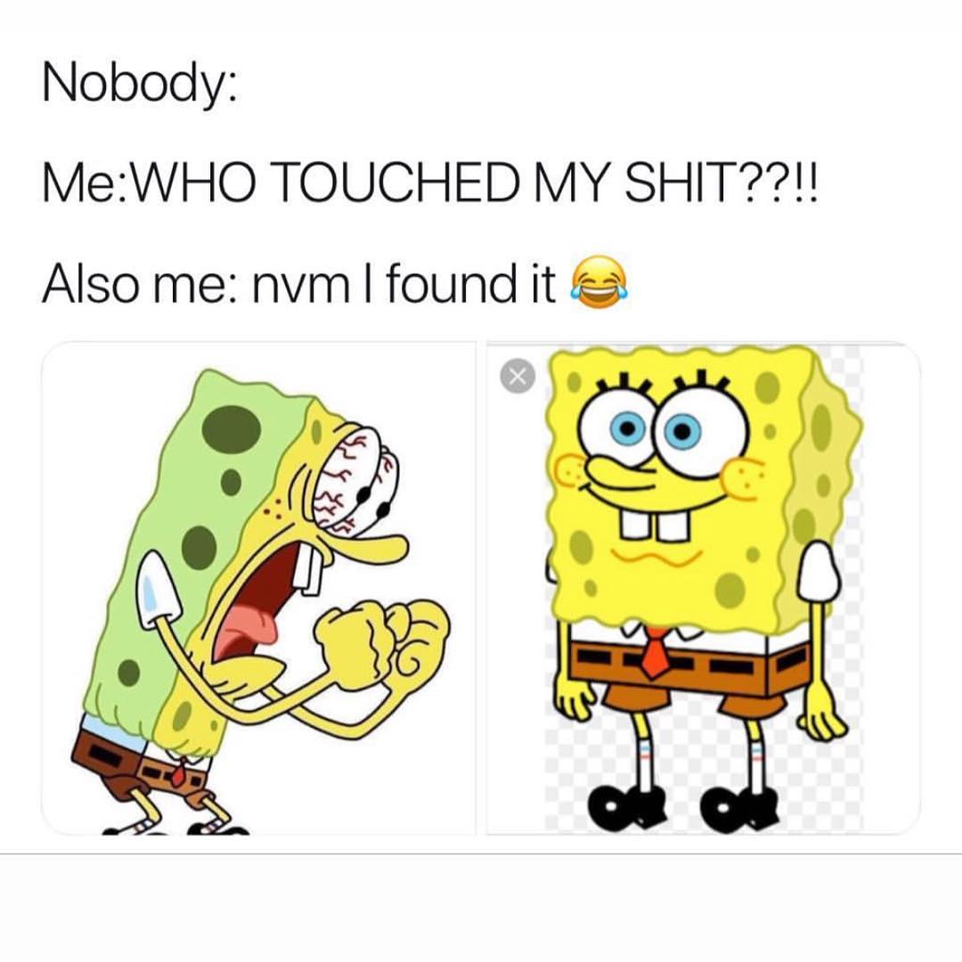 Nobody: Me: Who touched my shit??!! Also me: nvm I found it.