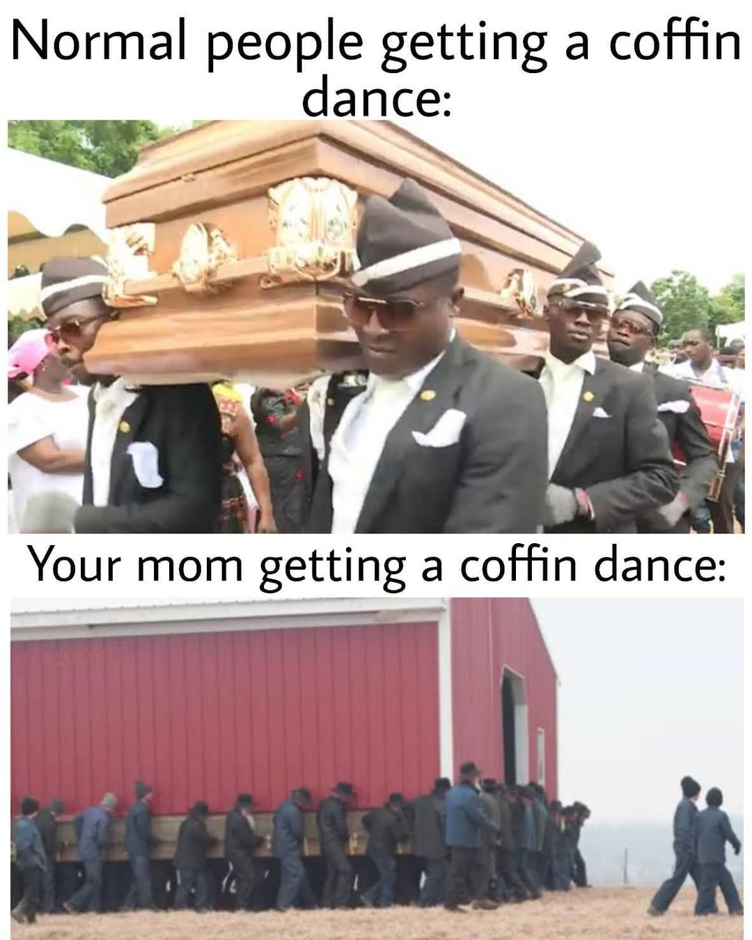 Normal people getting a coffin dance: Your mom getting a coffin dance: