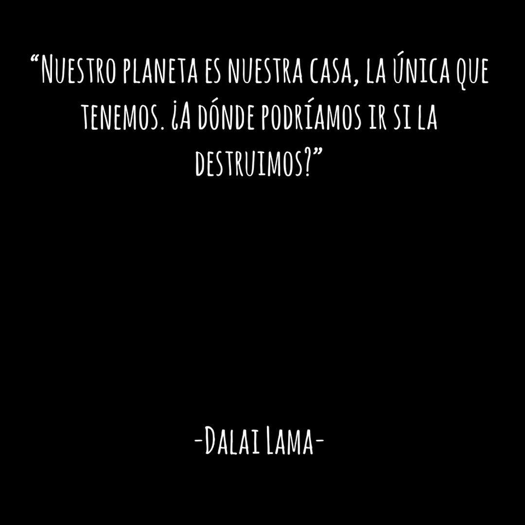 "Nuestro planeta es nuestra casa, la única que tenemos. ¿A dónde podríamos ir si la destruímos". Dalai Lama.