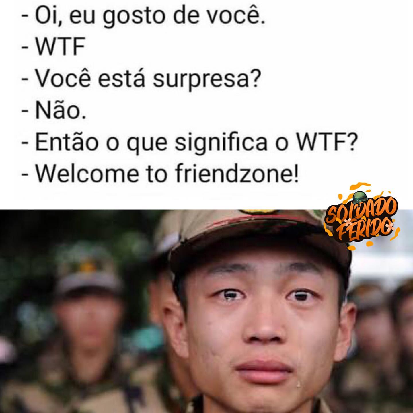 Oi, eu gosto de você.  WTF.  Você está surpresa?  Não.  Então o que significa o WTF?  Welcome to friendzone!