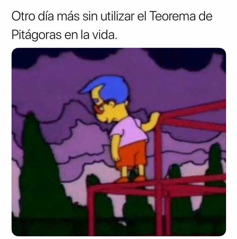 Otro dia más sin utilizar el teorema de pitágoras en la vida.