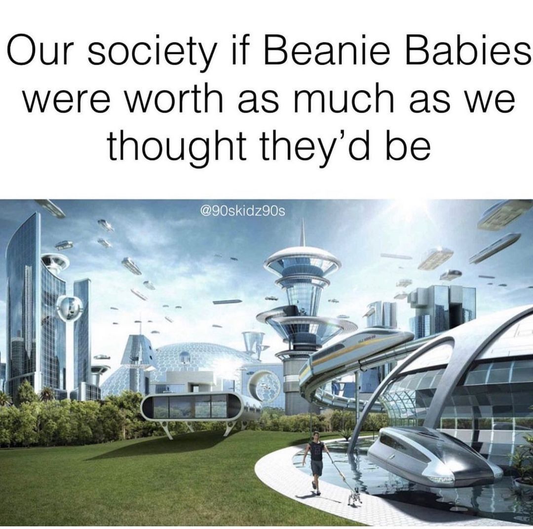 Our society if beanie babies were worth as much as we thought they'd be.