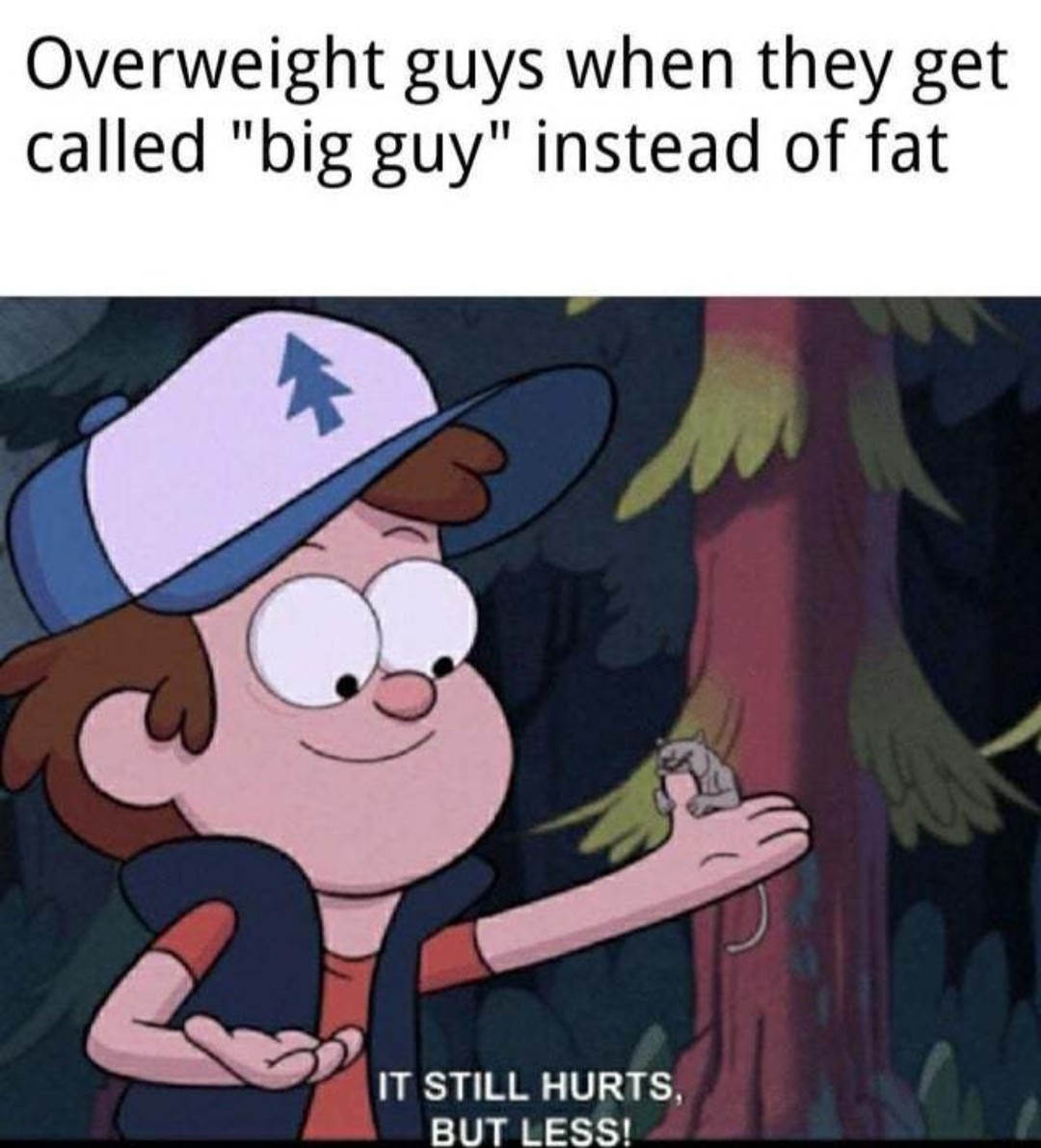 Overweight guys when they get called "big guy" instead of fat.  It still hurts, but less!