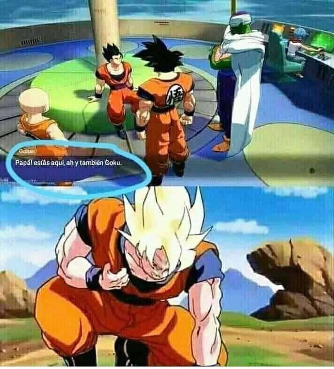Papá! Estás aqui, ah y también Goku.