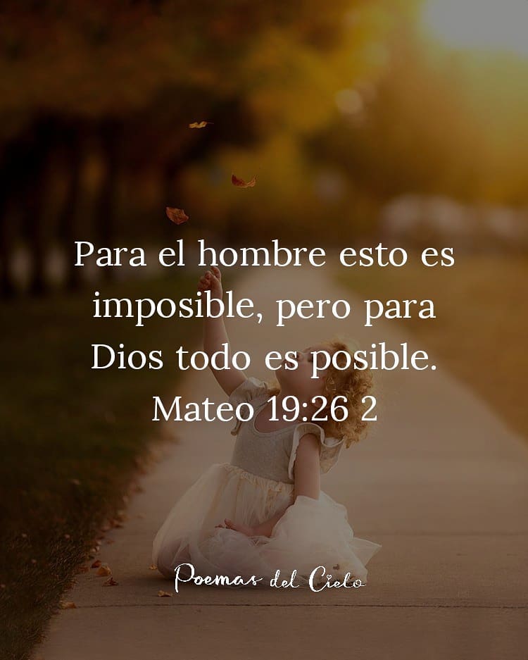 Para el hombre esto es imposible, pero para Dios todo es posible. Mateo 19:26 2.