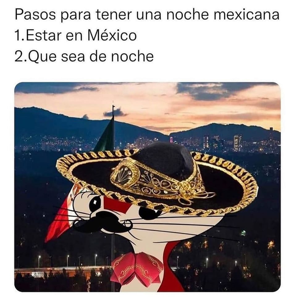 Pasos para tener una noche mexicana. 1. Estar en México. 2. Que sea de noche.