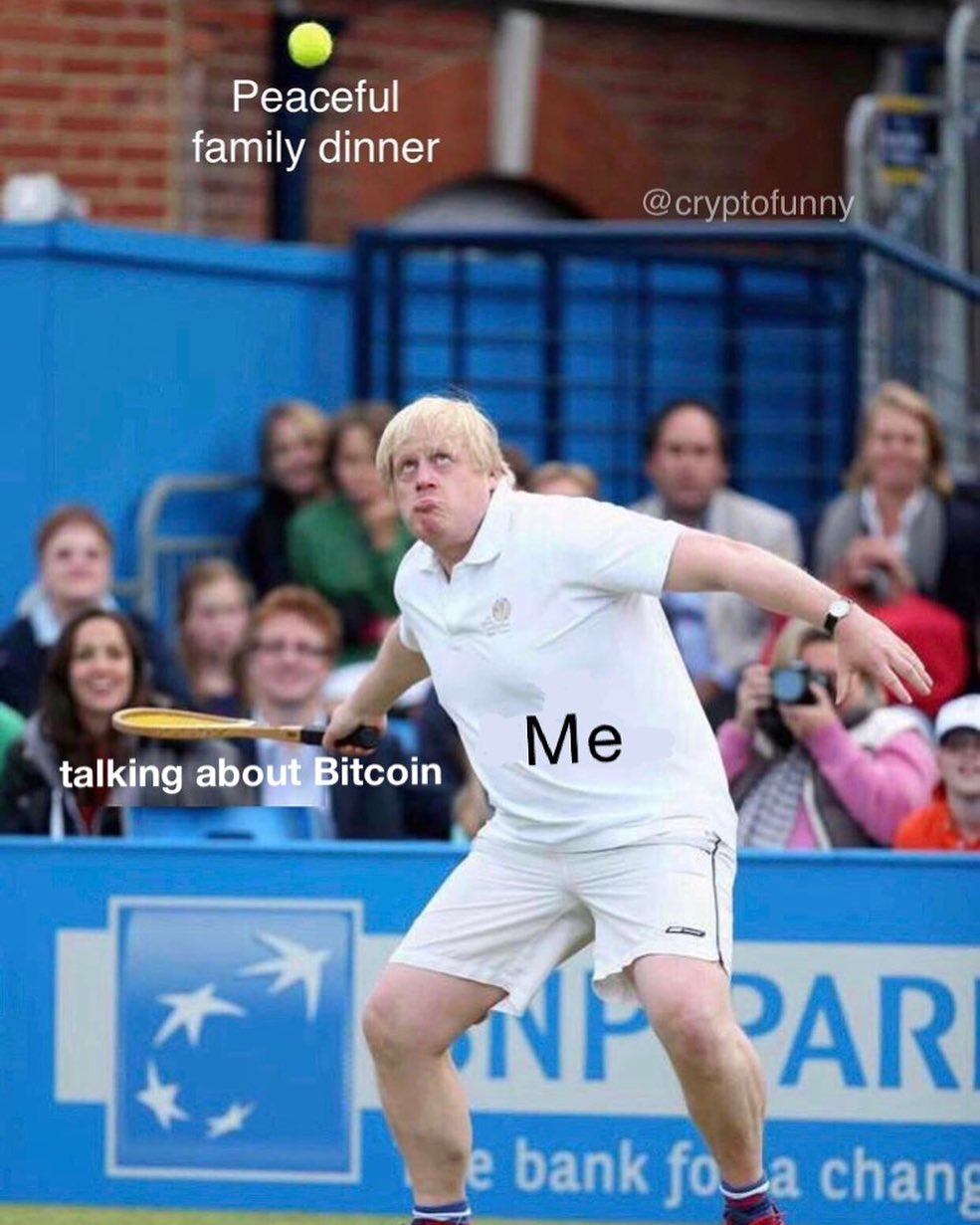Peaceful family dinner. Me. Talking about Bitcoin.
