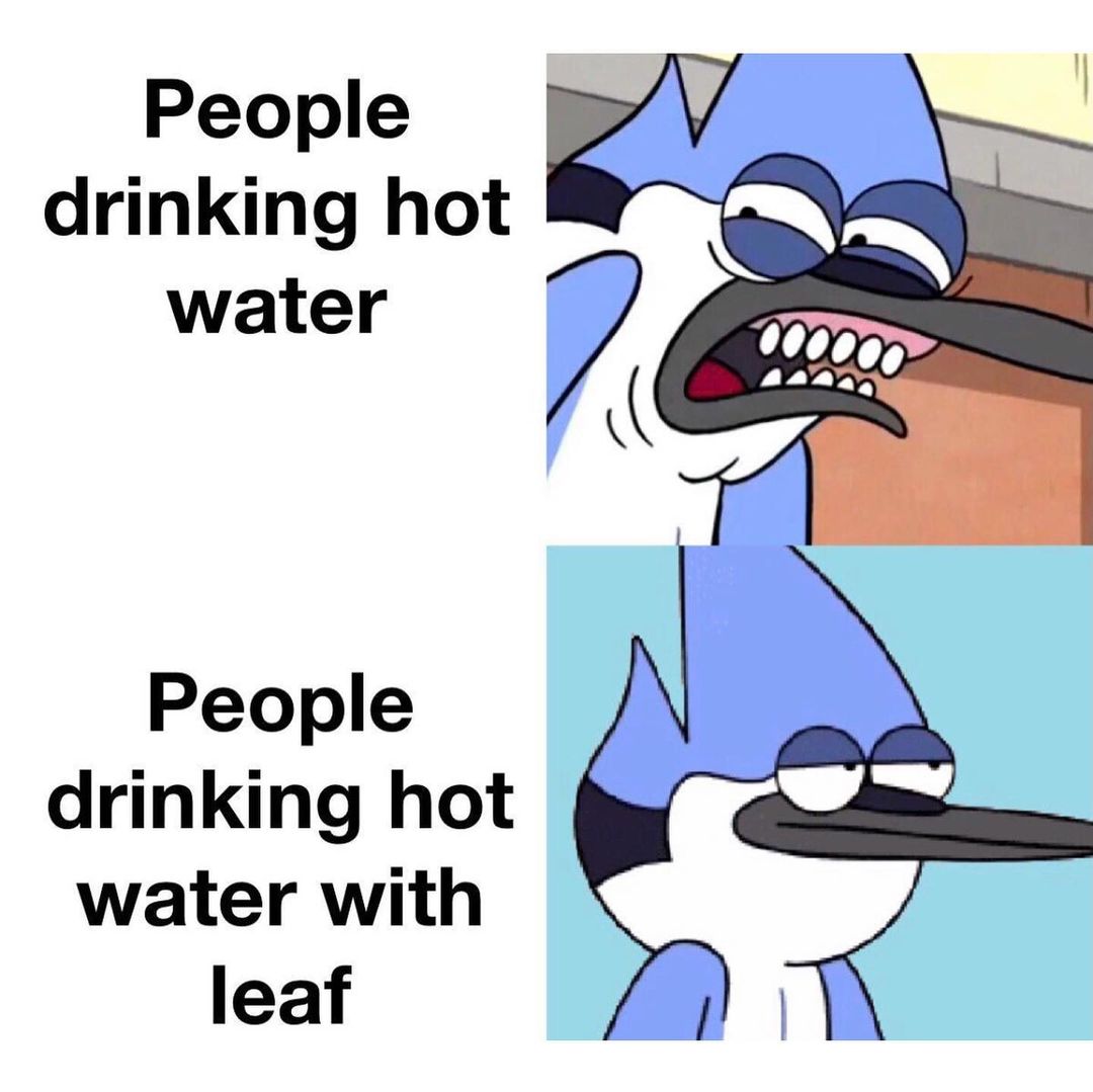 People drinking hot water. People drinking hot water with leaf.