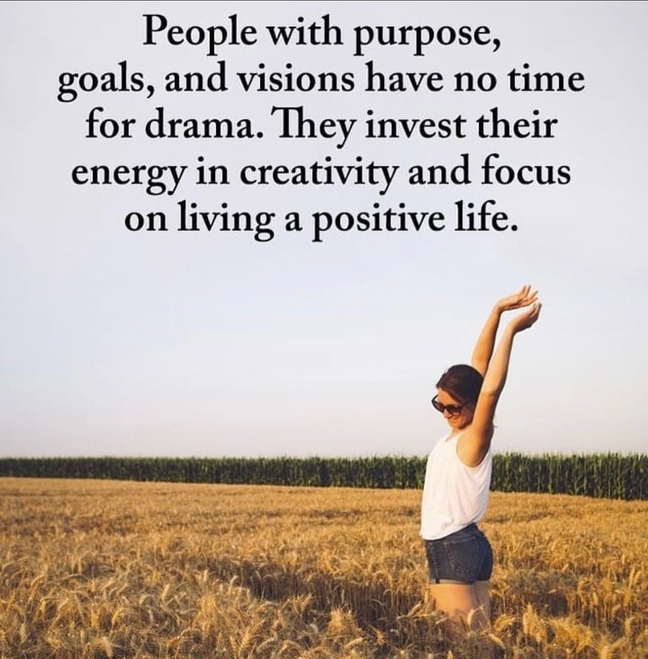People with purpose, goals, and visions have no time for drama. Invest their energy in creativity and focus on living a positive life.