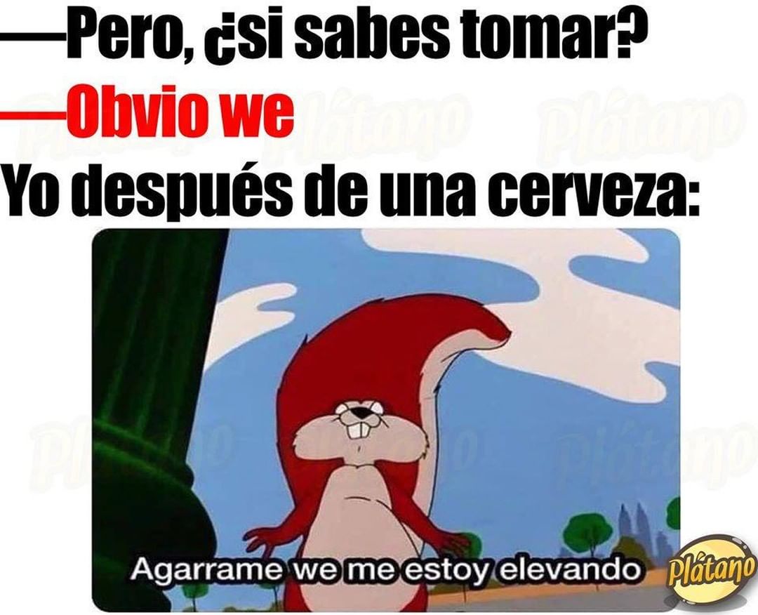 Pero, ¿si sabes tomar? Obvio wo. Yo después de una cerveza: Agarrame we me estoy elevando.