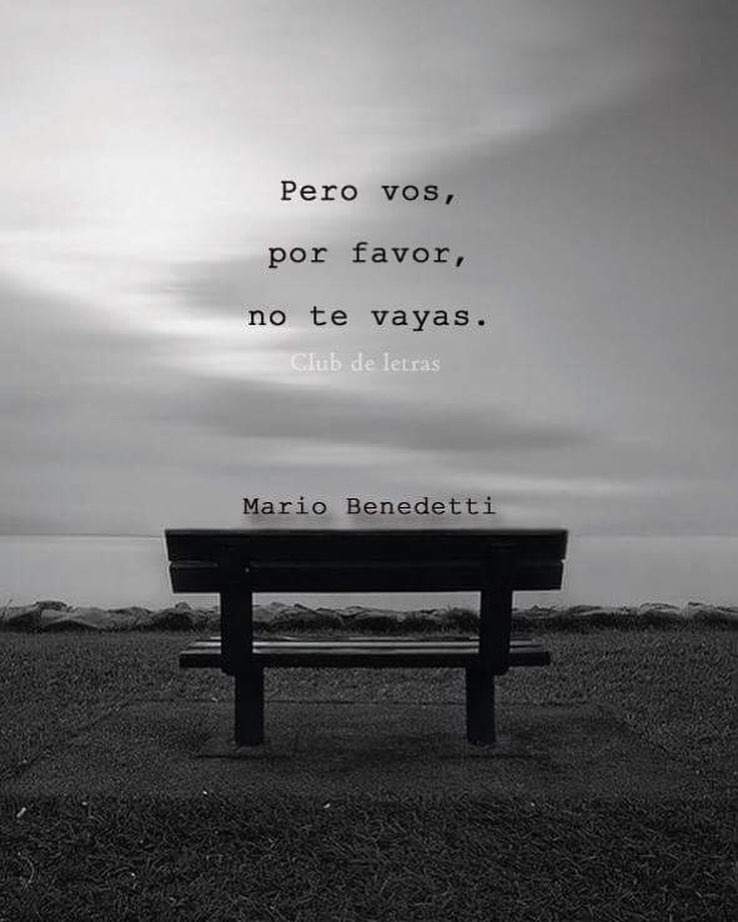 Pero vos, por favor, no te vayas. Mario Benedetti.