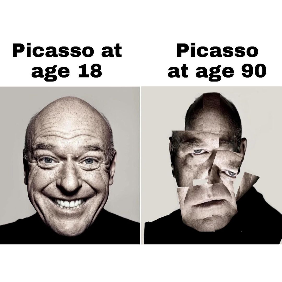 Picasso at age 18. Picasso at age 90.