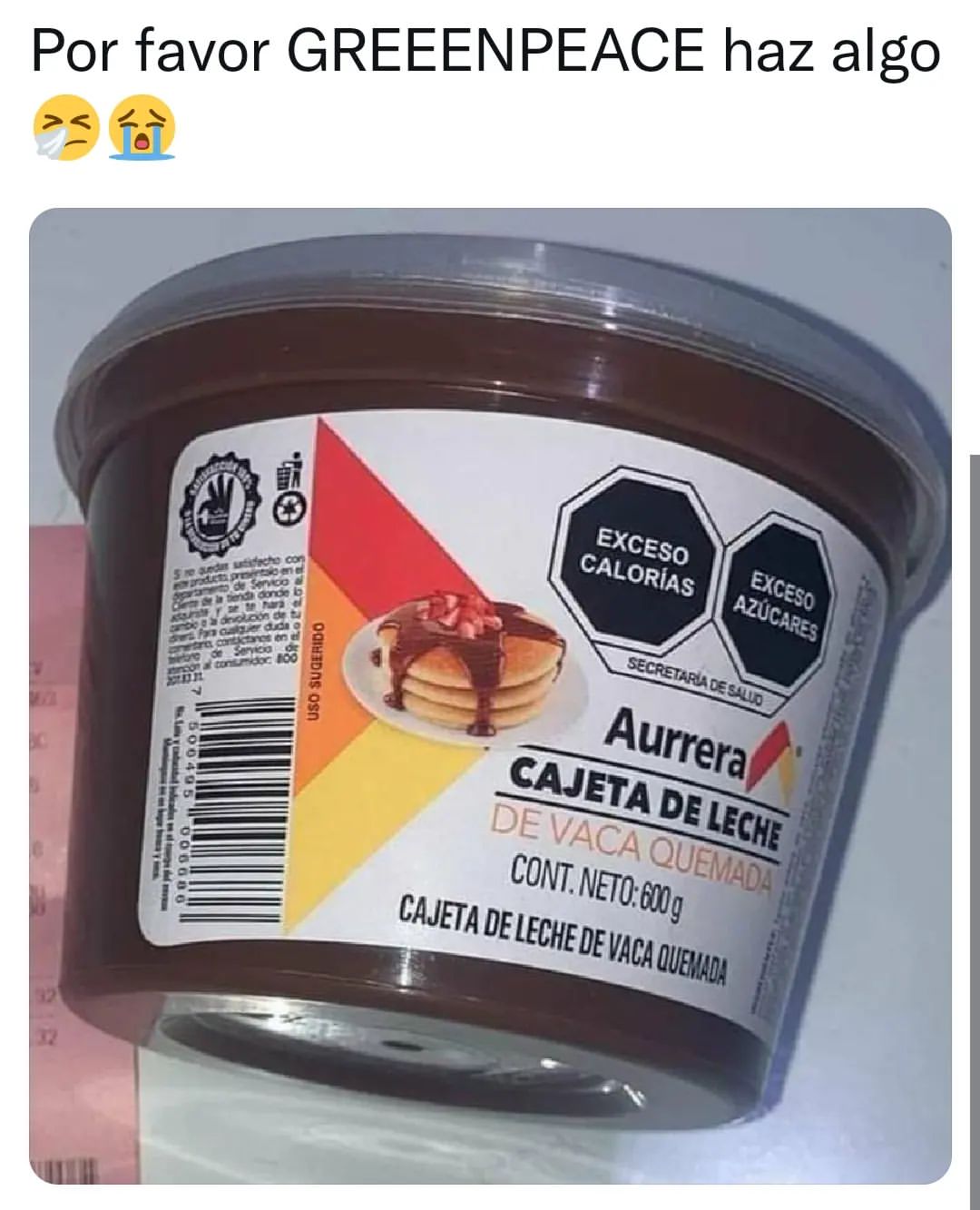 Por favor Greeenpeace haz algo. Cajeta de leche de vaca quemada.