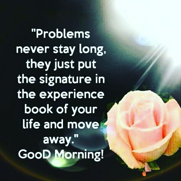 "Problems never stay long, they just put the signature in the experience book of your life and move away". Good morning.