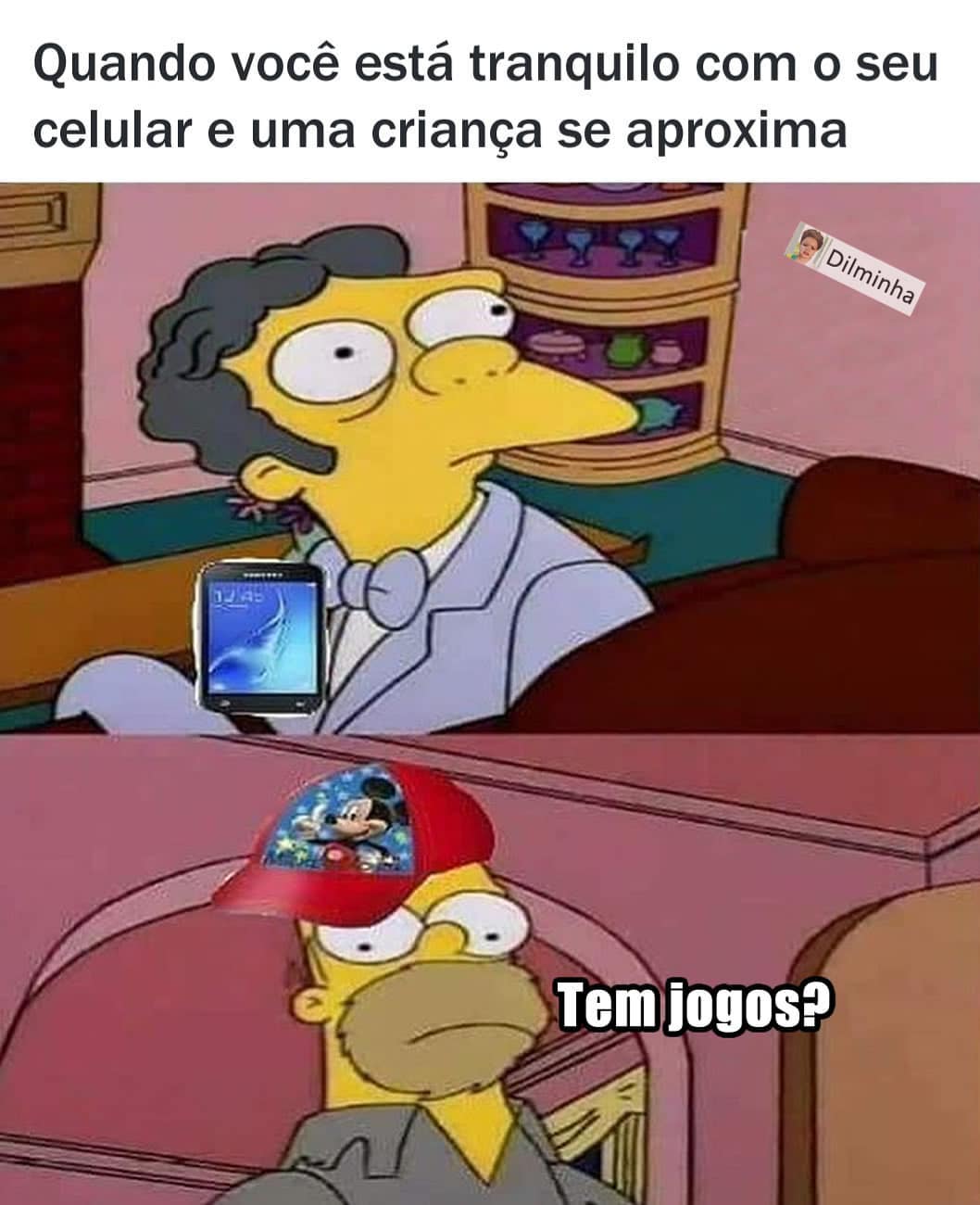 Quando você está tranquilo com o seu celular e uma criança se aproxima. Tem jogos?