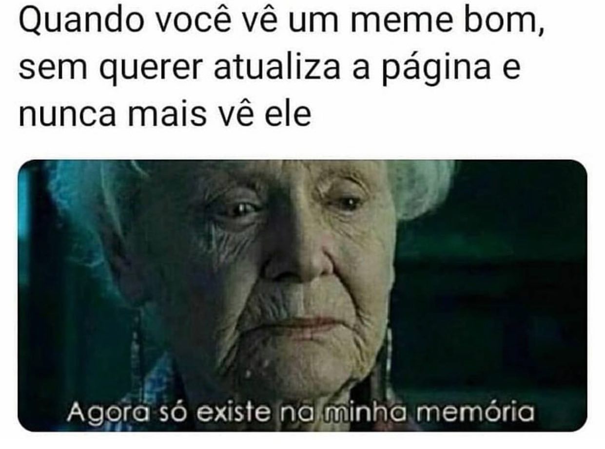 Quando você vê um meme bom, sem querer atualiza a página e nunca mais vê ele. Agora só existe na minha memória.