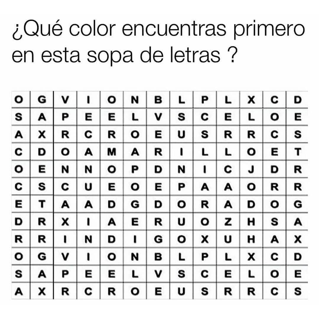 ¿Qué color encuentras primero en esta sopa de letras?