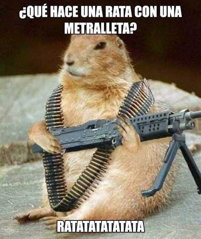 ¿Qué hace una rata con una metralleta?  Ratatatatata.