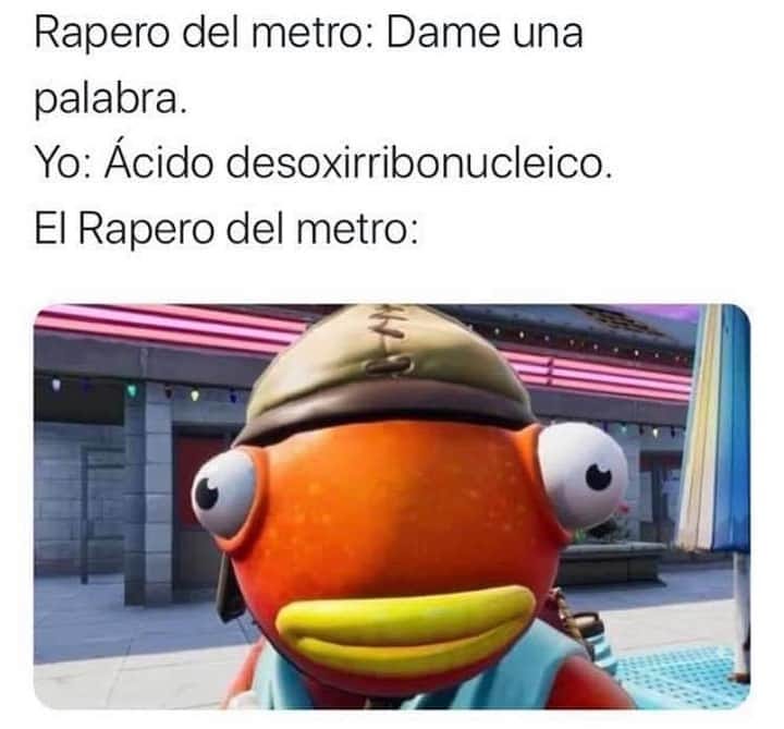 Rapero del metro: Dame una palabra.  Yo: Ácido desoxirribonucleico.  El Rapero del metro: