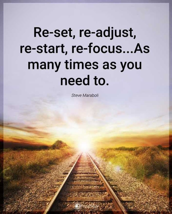Re-set, re-adjust, re-start, re-focus... As many times as you need to.