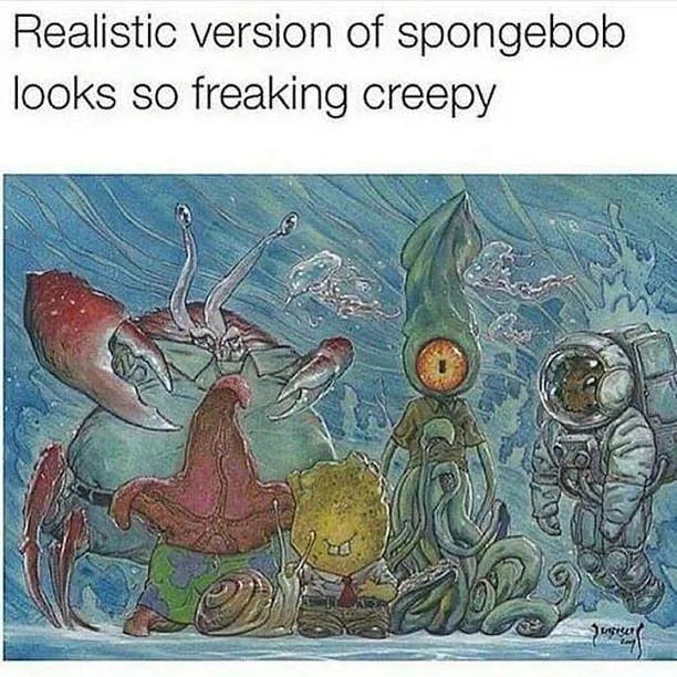 Realistic version of spongebob looks so freaking creepy.