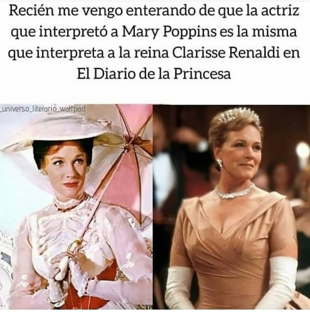 Recién me vengo enterando de que la actriz que interpretó a Mary Poppins es la misma que interpreta a la reina Clarisse Renaldi en El Diario de la Princesa.