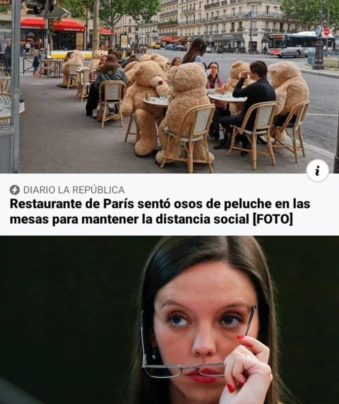 Restaurante de París sentó osos de peluche en las mesas para mantener la distancia social.