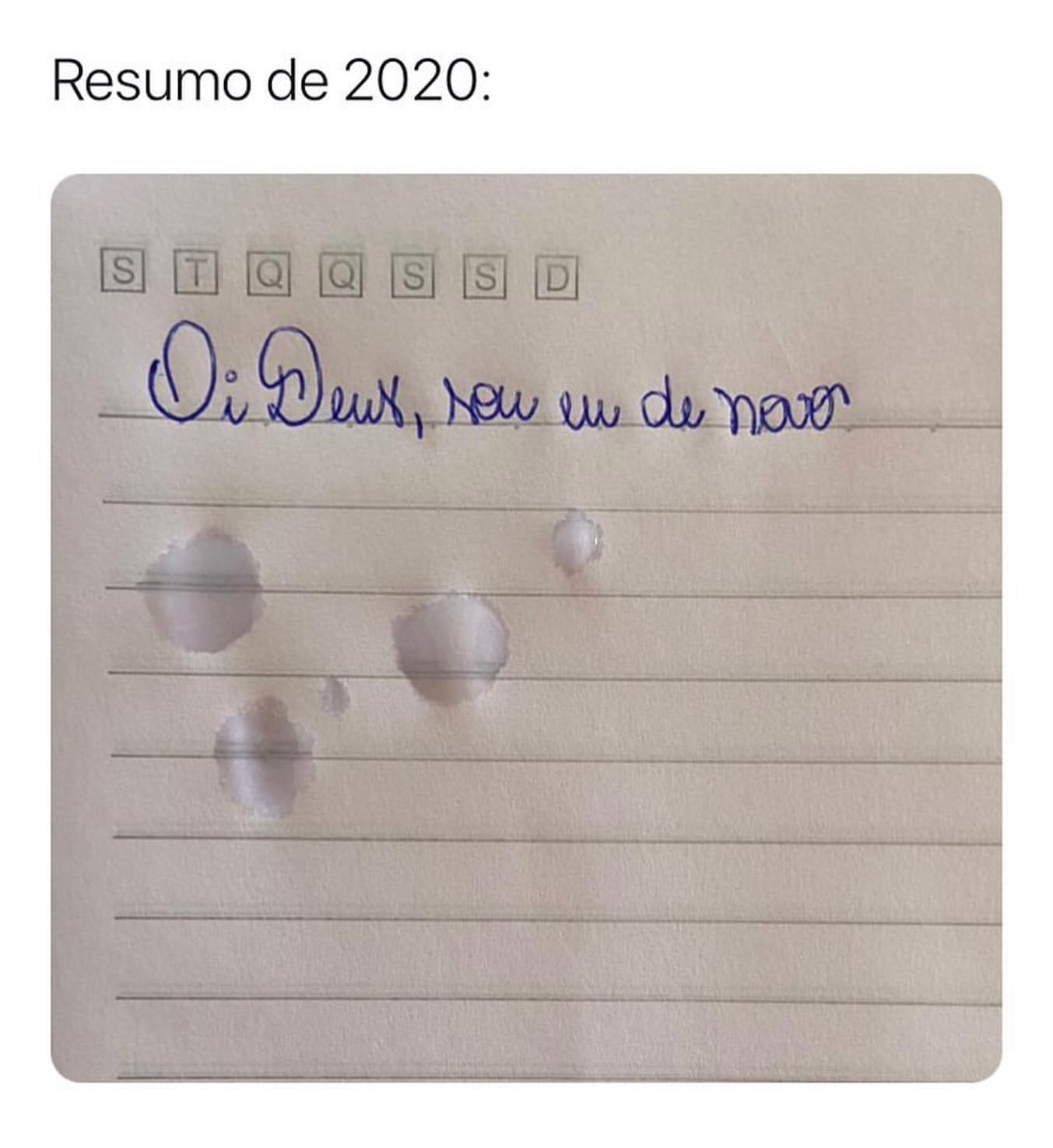 Resumo de 2020: Oi Deus, sou eu de novo.