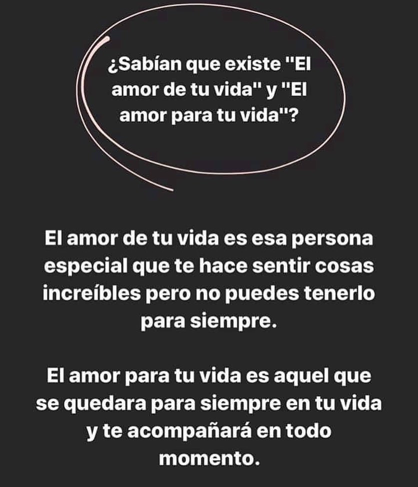 ¿Sabían que existe "El amor de tu vida" y "El amor para tu vida"? El amor de tu vida es esa persona especial que te hace sentir cosas increíbles pero no puedes tenerlo para siempre. El amor para tu vida es aquel que se quedara para siempre en tu vida y te acompañará en todo momento.