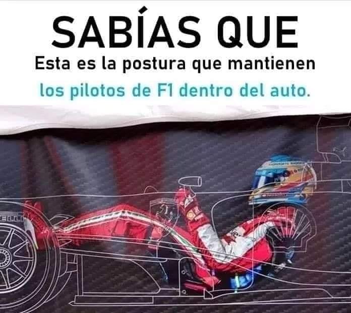 Sabías que: Esta es la postura que mantienen los pilotos de F1 dentro del auto.