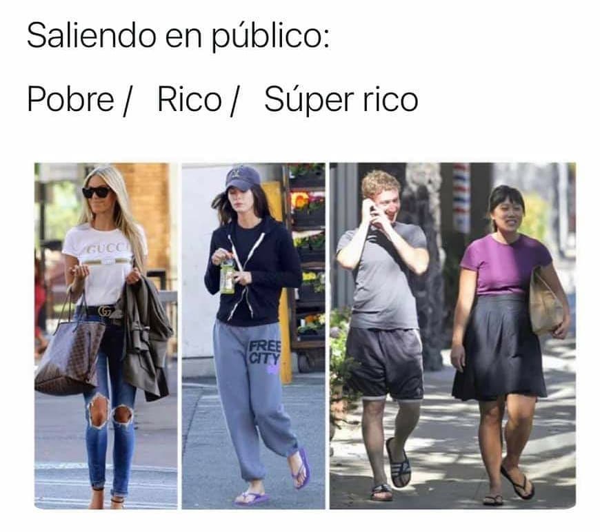 Saliendo en público: Pobre/ Rico/ Súper rico.