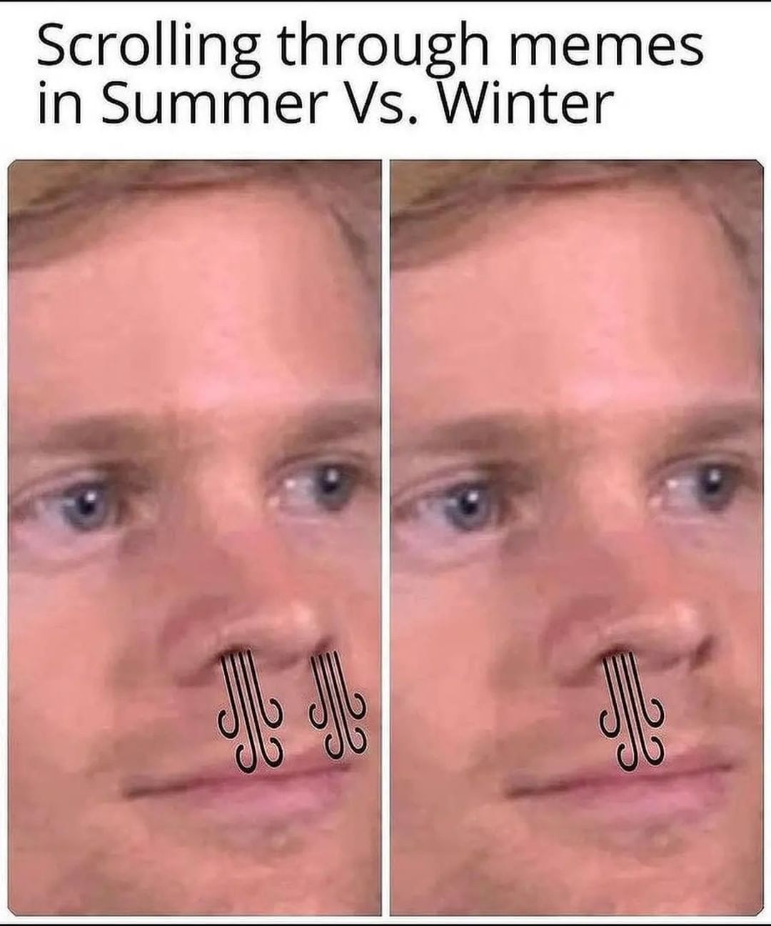 Scrolling through memes in Summer Vs. Winter.