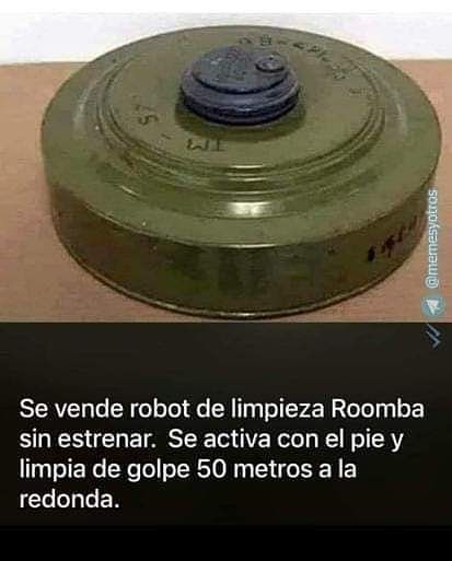 Se vende robot de limpieza Roomba sin estrenar. Se activa con el pie y limpia de golpe 50 metros a la redonda.