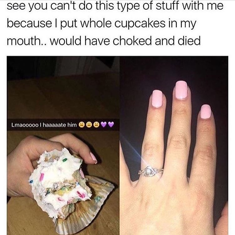 See you can't do this type of stuff with me because I put whole cupcakes in my mouth.. would have choked and died. Lmaooooo I haaaaate him.