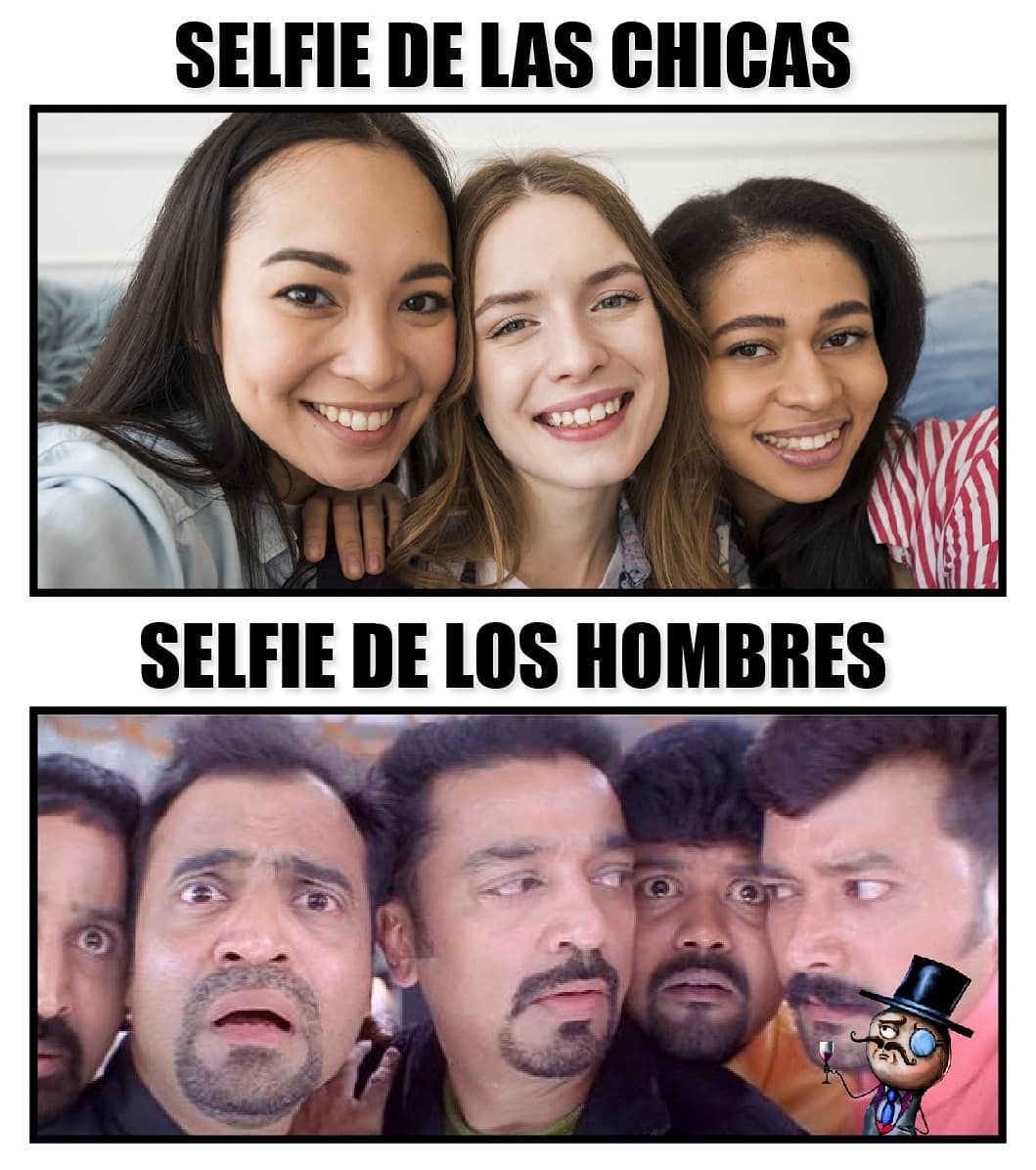 Selfie de las chicas. Selfie de los hombres.