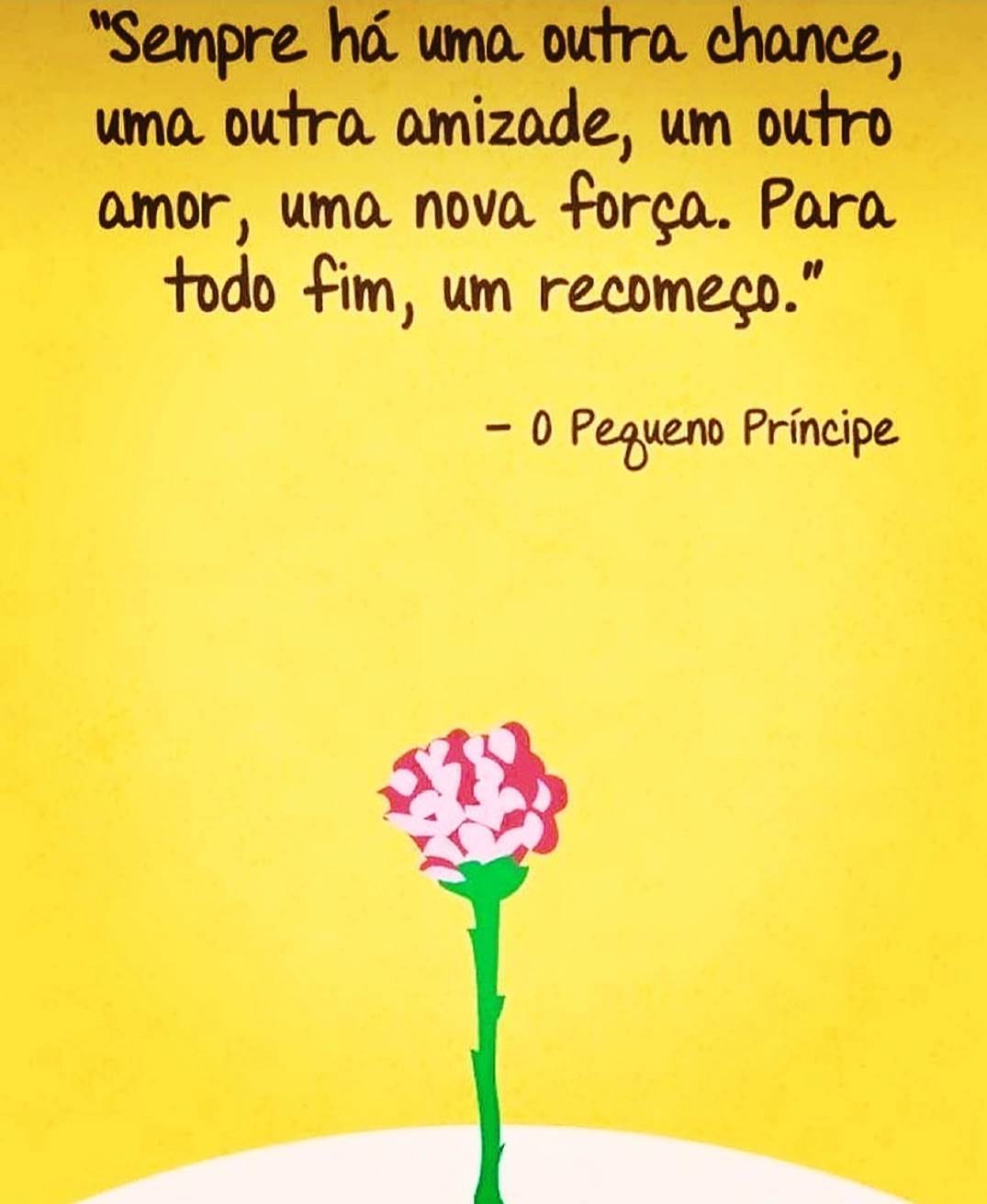 "Sempre há uma chance, amizade, um outro amor, uma nova força. Para todo fim, um recomeço. O pequeno pricipe.