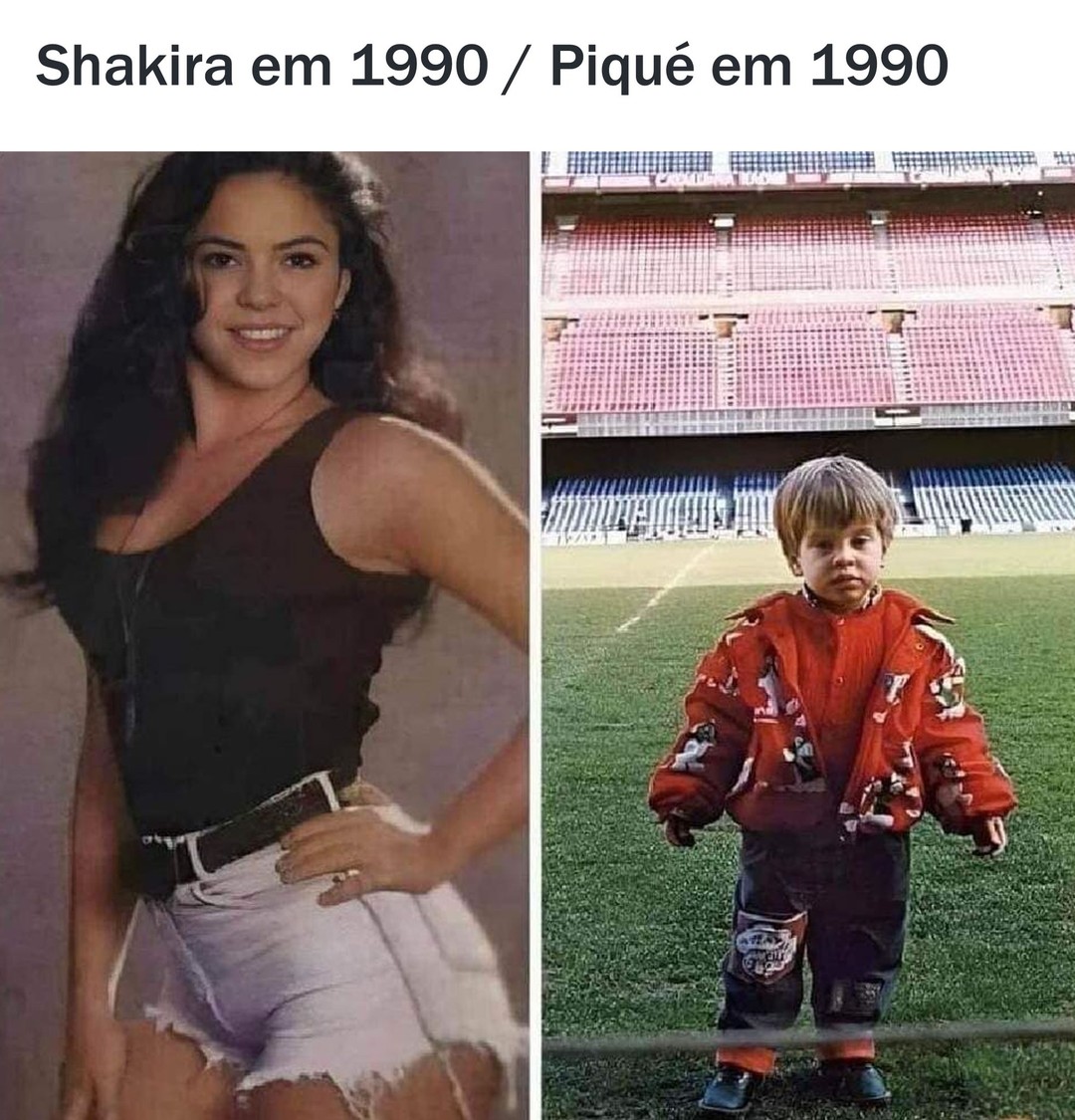 Shakira em 1990. / Piqué em 1990.