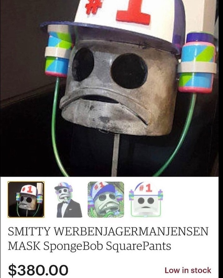 Smitty Werbenjagermanjensen Mask Spongebob Squarepants. $380.00. Low in stock.