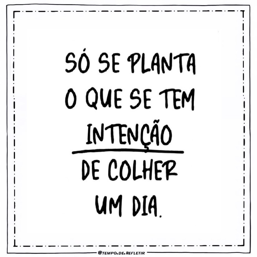 Só se planta o que se tem intenção de colhe um dia.