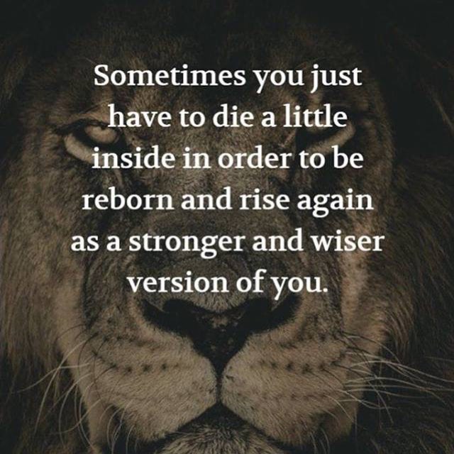 Sometimes you just have to die a little inside in order to be reborn and rise again as a stronger and wiser version of you.