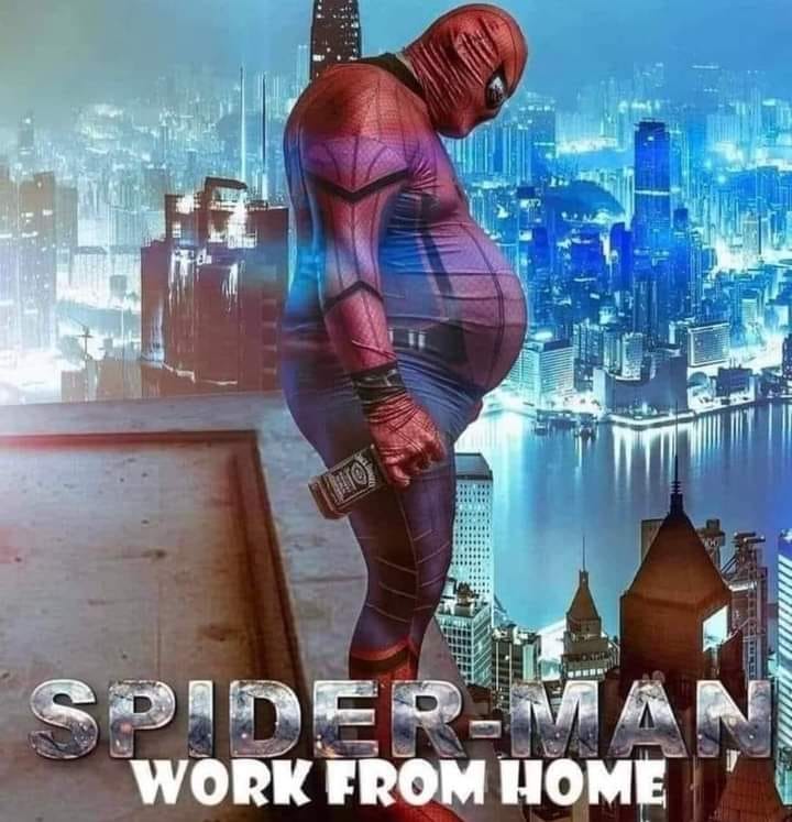 Spider-man work from home.