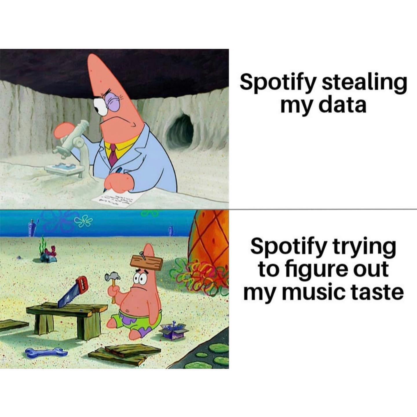 Spotify stealing my data. Spotify trying to figure out my music taste.