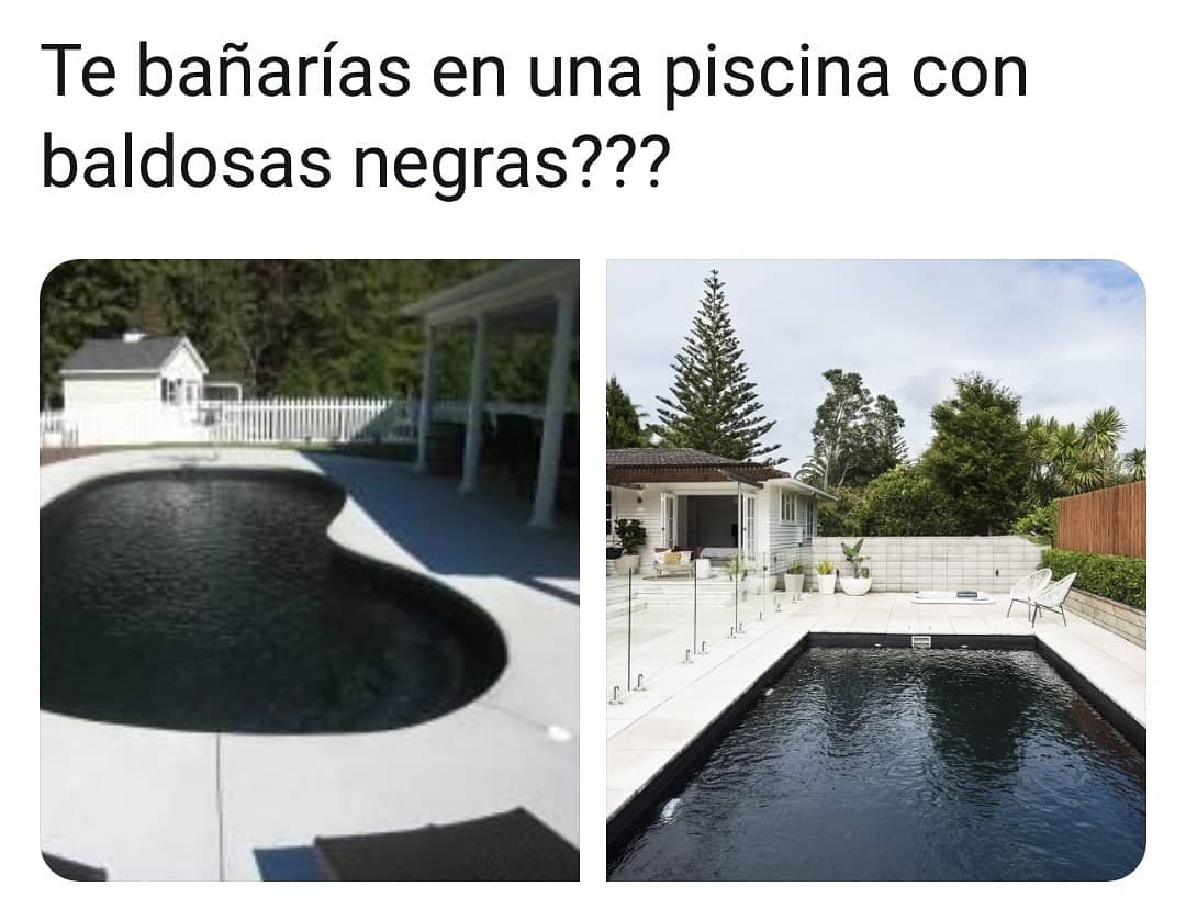 Te bañarías en una piscina con baldosas negras???