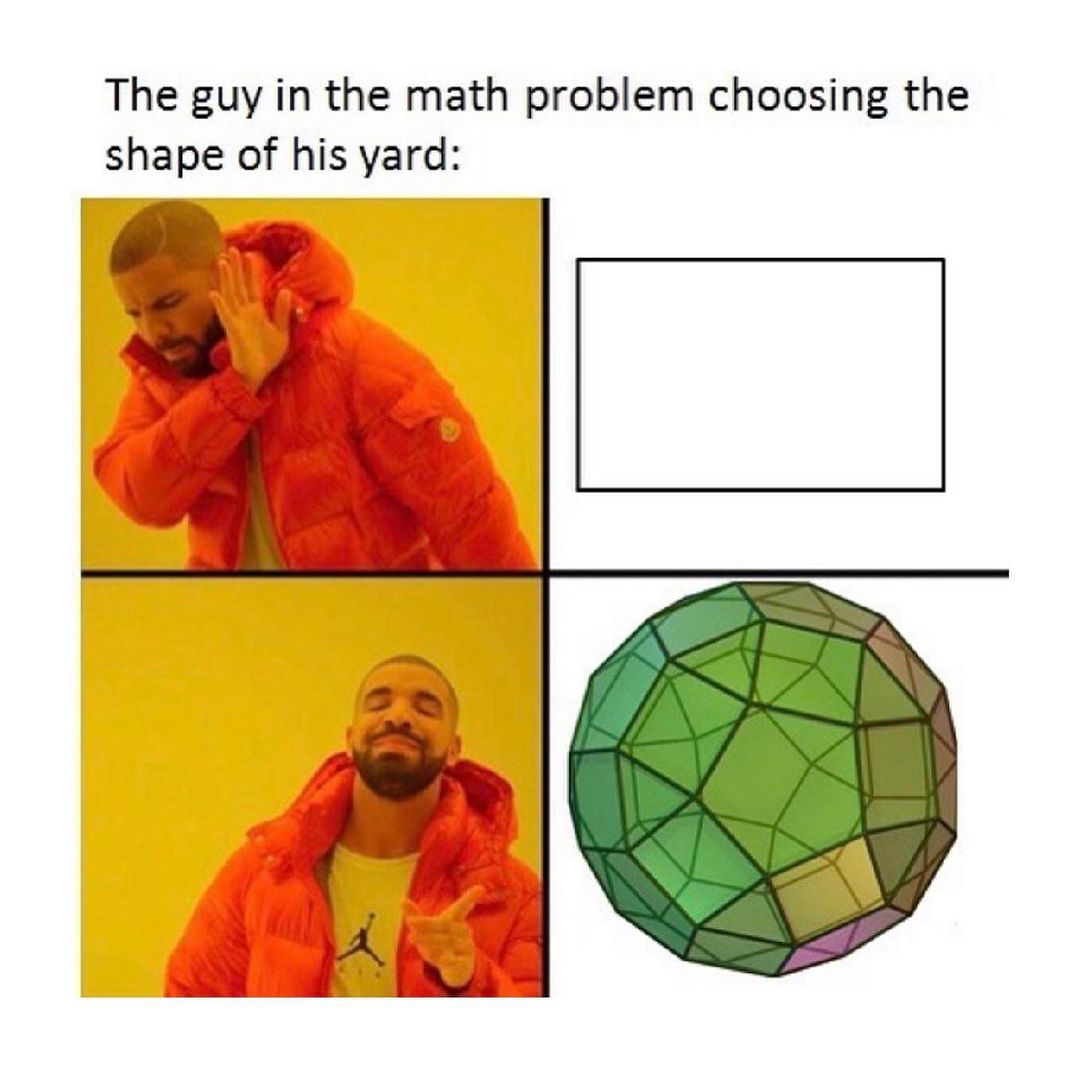The guy in the math problem choosing the shape of his yard: