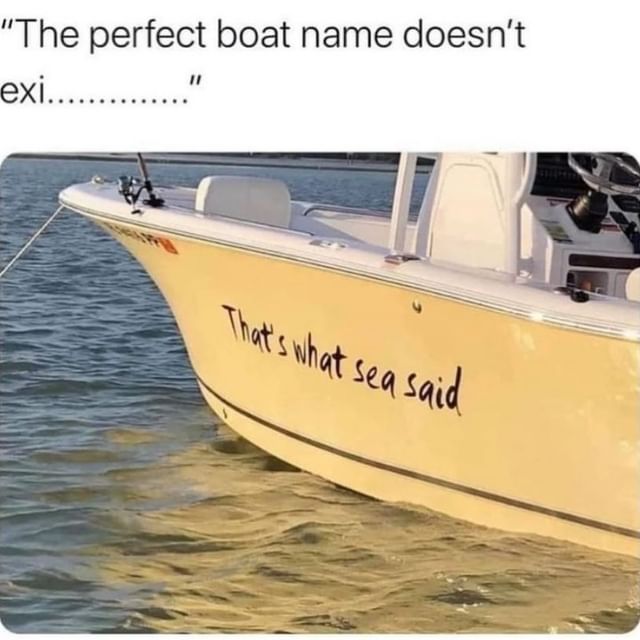 "The perfect boat name doesn't exi... That's what sea said.